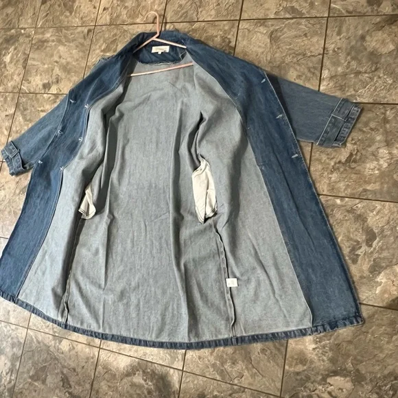 Veveret Belted Denim Trench Coat Size M - Picture 7 of 9